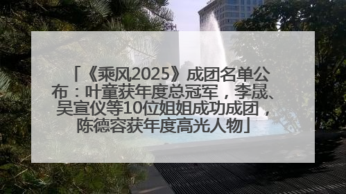 《乘风2025》成团名单公布：叶童获年度总冠军，李晟、吴宣仪等10位姐姐成功成团，陈德容获年度高光人物