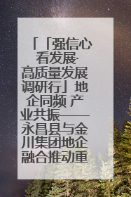 「强信心 看发展·高质量发展调研行」地企同频 产业共振——永昌县与金川集团地企融合推动重大项目建设