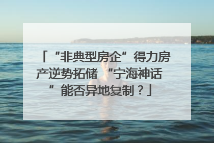 “非典型房企”得力房产逆势拓储 “宁海神话”能否异地复制？