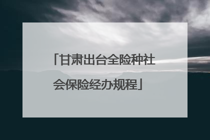 甘肃出台全险种社会保险经办规程