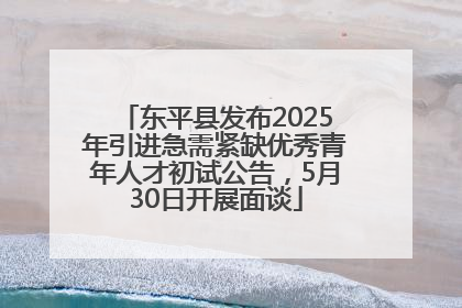 东平县发布2025年引进急需紧缺优秀青年人才初试公告，5月30日开展面谈