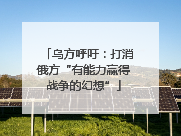 乌方呼吁：打消俄方“有能力赢得战争的幻想”