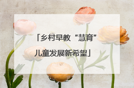 乡村早教“慧育”儿童发展新希望