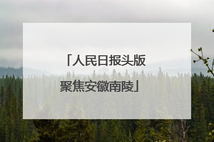 人民日报头版聚焦安徽南陵