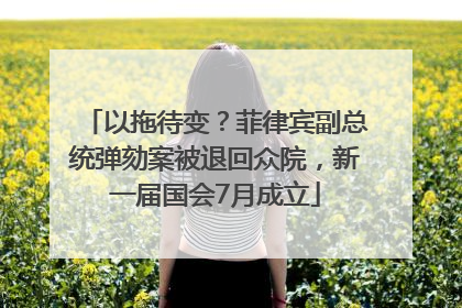 以拖待变？菲律宾副总统弹劾案被退回众院，新一届国会7月成立