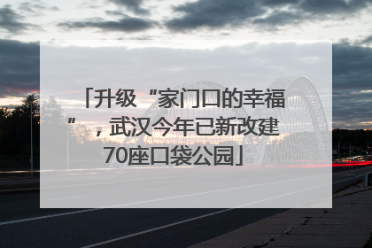 升级“家门口的幸福”，武汉今年已新改建70座口袋公园