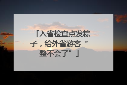 入省检查点发粽子，给外省游客“整不会了”