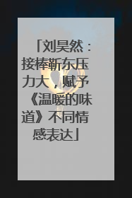 刘昊然：接棒靳东压力大，赋予《温暖的味道》不同情感表达