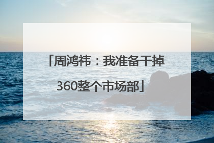 周鸿祎：我准备干掉360整个市场部