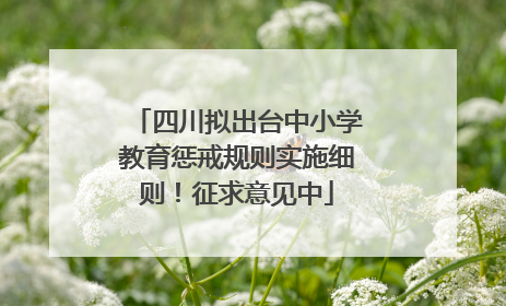 四川拟出台中小学教育惩戒规则实施细则！征求意见中