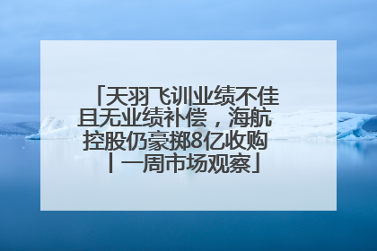 天羽飞训业绩不佳且无业绩补偿，海航控股仍豪掷8亿收购丨一周市场观察