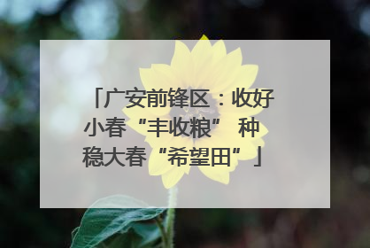 广安前锋区：收好小春“丰收粮” 种稳大春“希望田”