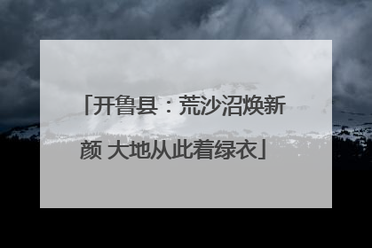 开鲁县：荒沙沼焕新颜 大地从此着绿衣