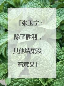 张玉宁：除了胜利，其他结果没有意义