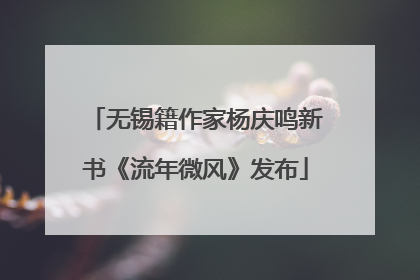 无锡籍作家杨庆鸣新书《流年微风》发布