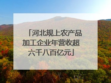 河北规上农产品加工企业年营收超六千八百亿元