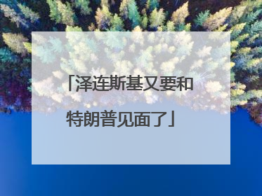 泽连斯基又要和特朗普见面了