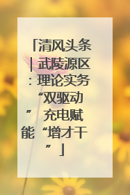 清风头条｜武陵源区：理论实务“双驱动 ” 充电赋能“增才干”