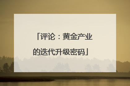 评论：黄金产业的迭代升级密码