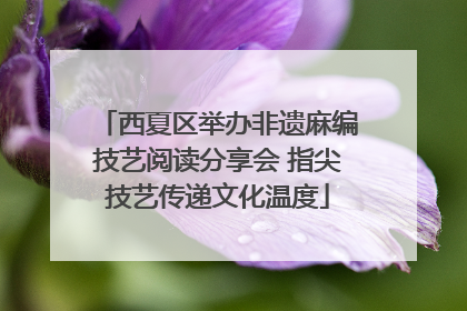 西夏区举办非遗麻编技艺阅读分享会 指尖技艺传递文化温度