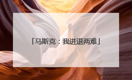 马斯克：我进退两难