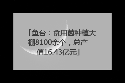 鱼台：食用菌种植大棚8100余个，总产值16.43亿元