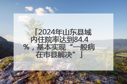 2024年山东县域内住院率达到84.4%，基本实现“一般病在市县解决”