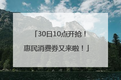 30日10点开抢！惠民消费券又来啦！
